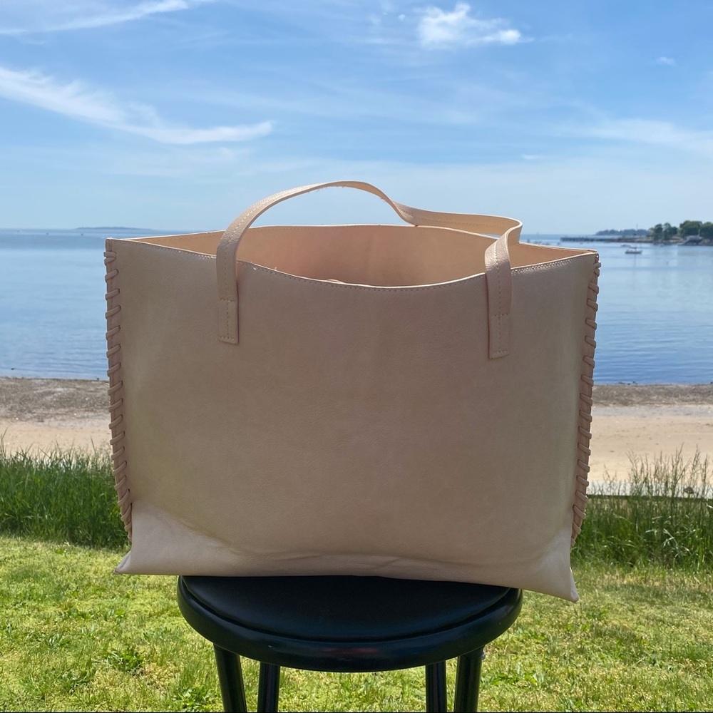 VTG LORD & TAYLOR DROP STRAP VEGAN LEATHER TOTE